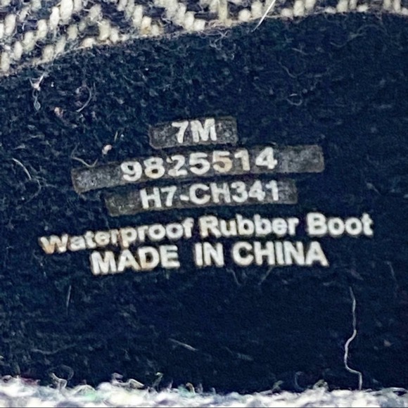 SPERRY Black Top Sider Herringbone Wedge Rain Boots, Size 7 - Picture 3 of 12